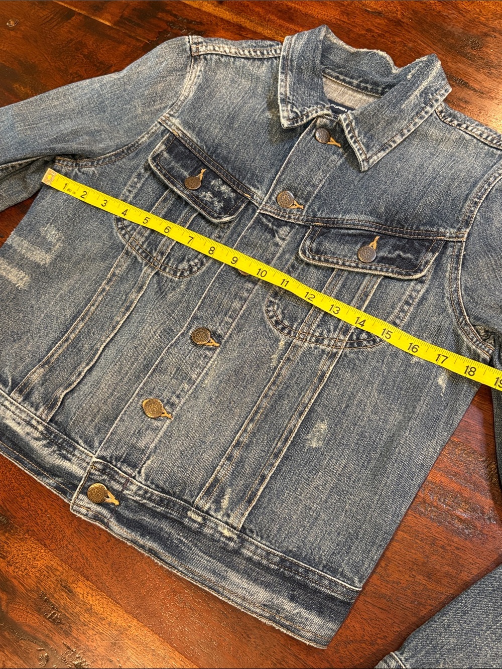 Vintage Ralph Lauren Sport 90s Distressed Denim Trucker Jacket size Small - Picture 12 of 13